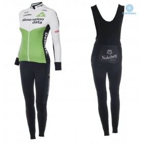 Tenue Cycliste Manches Longues et Collant à Bretelles Femme 2018 Dimension Data  Hiver Thermal Fleece N001